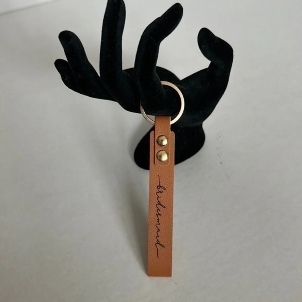 BRIDESMAID leather like WRIST STRAP KEYCHAIN